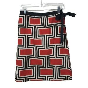 S Design Red Orange Geo Print Wrap A Line Skirt